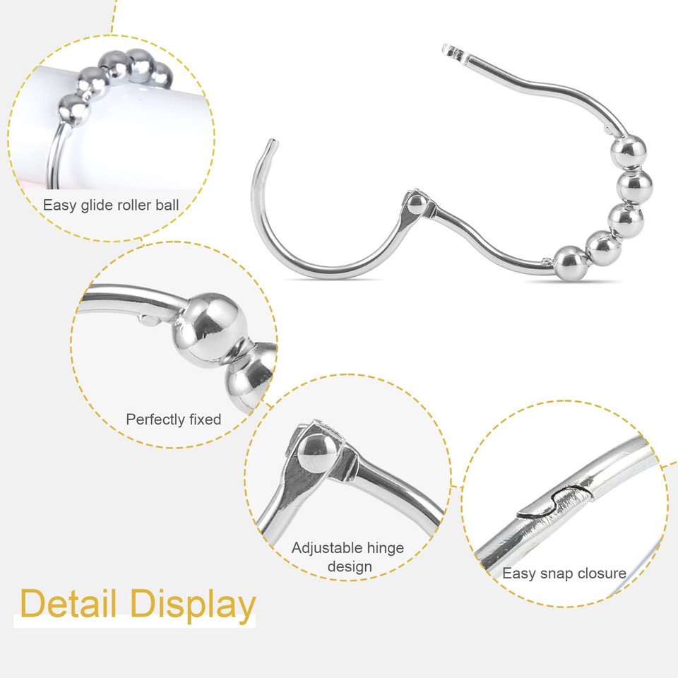 Shower Curtain Hooks 12Pcs Shower Curtain Rings Stainless Steel Snap