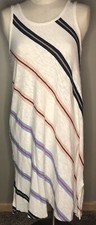 Lou & Grey Loft Tank Dress Womens Size XXS White Striped Maxi Midi Slits