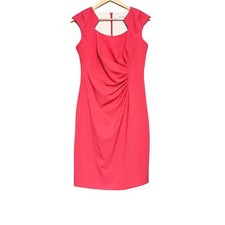 Calvin Klein Dress Women 6 Orange Scuba Pleated Front Career Office