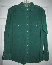 Men  s Vintage Five Brother Chamois Flannel Long Sleeve Button Shirt Green Sz Med