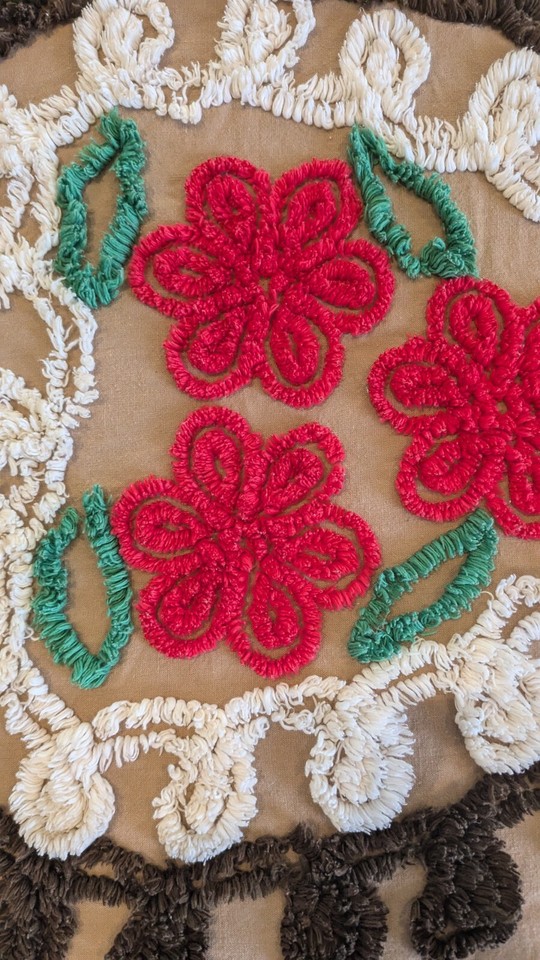 VINTAGE Handmade Tufted chenille coverlet Blanket Bedspread Brown eBay