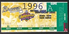 1996 National League Championship Series Ticket Atlanta Braves MLB Baseball NLCS