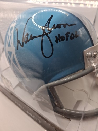 Warren Moon Signed Autographed Oilers Blue Mini Helmet Inscribed HOF 06 - Picture 2 of 6