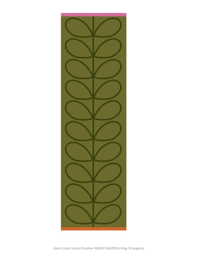 NEW ORLA KIELY - GIANT LINEAR INDOOR/OUTDOOR RUG - 200cm x 60cm - ST SEAGRASS - Picture 1 of 5