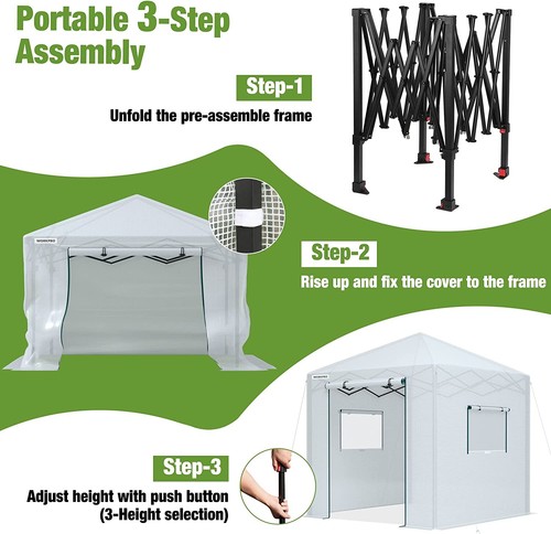 WORKPRO 8'x 8' Portable Walk-in Greenhouse Heavy Duty Gardening Canopy PE Cover - Picture 3 of 7