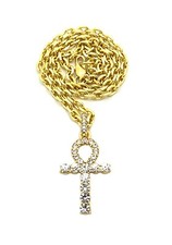 Women's Egypt Rhinestone Filled Ankh Pendant 18" Link Chain Necklace RC2042