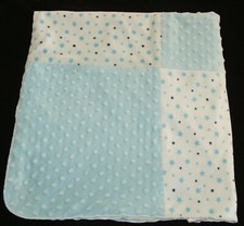 Koala Baby Blue Stars Raised Minky Dot Baby Blanket Patchwork Squares Gray