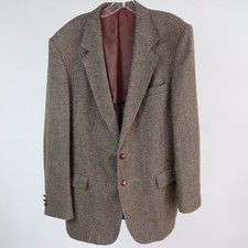 Austin Manor 44L Mens Blazer Brown Houndstooth Woolblend Sports Coat Jacket