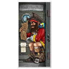 Funny PIRATE CAPTAIN in POOP DECK Bathroom Door Cover Birthday Party Decoration