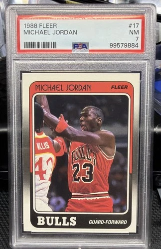 1988 Fleer Basketball #17 Michael Jordan Chicago Bulls HOF PSA 7 NM
