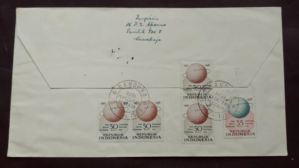 1958 CYCLING TOUR DE JAVA FIRST DAY COVER FDC INDONESIA INDONESIË  (K6) - Image 2 of 2