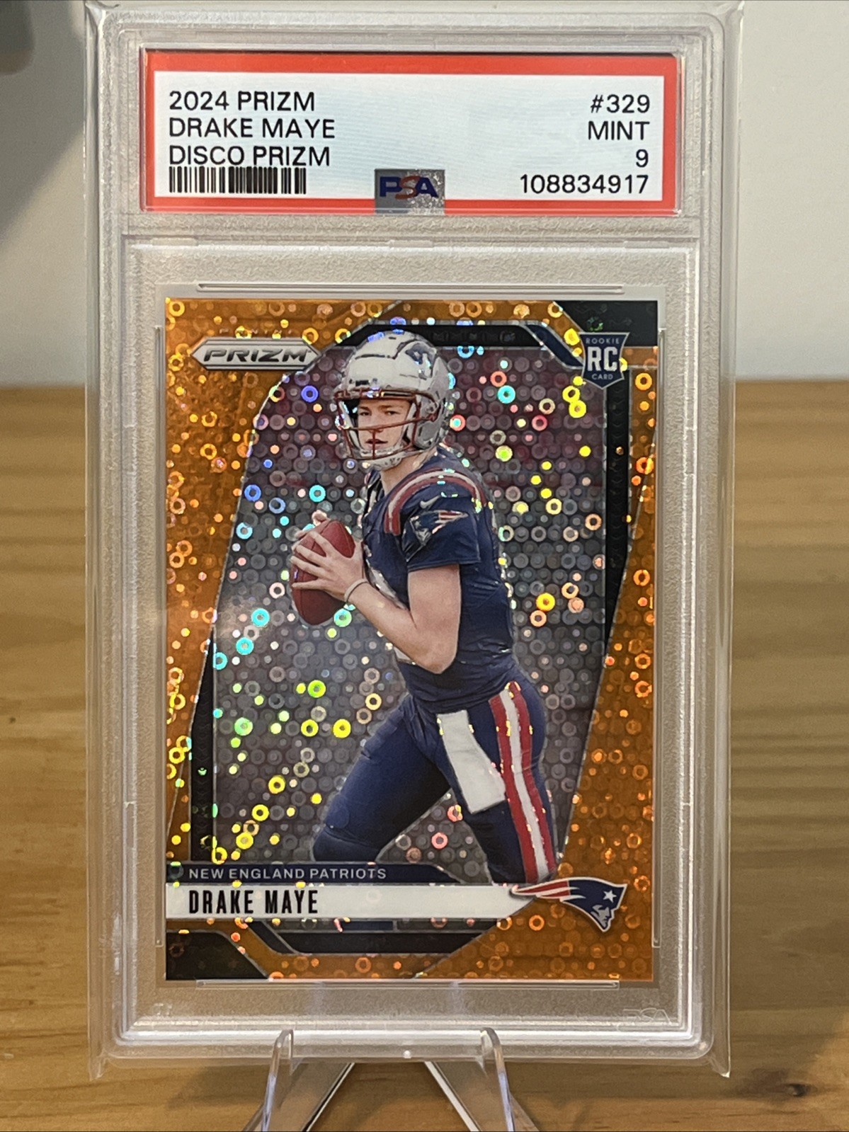 2024 Panini Prizm - Drake Maye #329 Orange Disco Prizm (RC) PSA 9 🔥🔥🔥