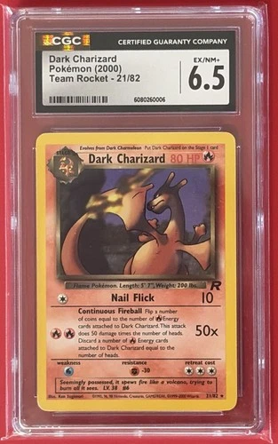 2000 Pokemon Dark Charizard CGC 6.5 EX/NM+ Team Rocket 21/82