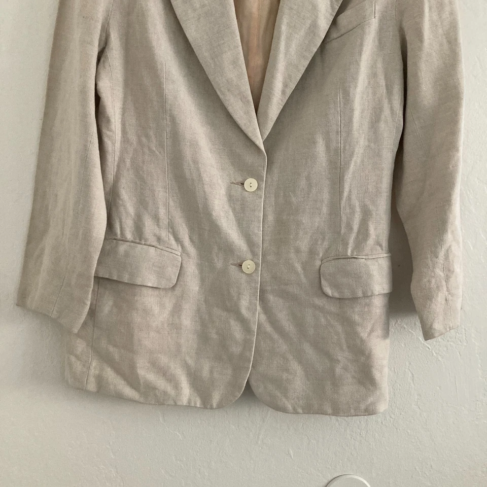 Chaqueta Blazer Vintage GAP Mezcla de Lino Crema Oficina Playa Iglesia Para Mujer Mediana Foto 4 de 4