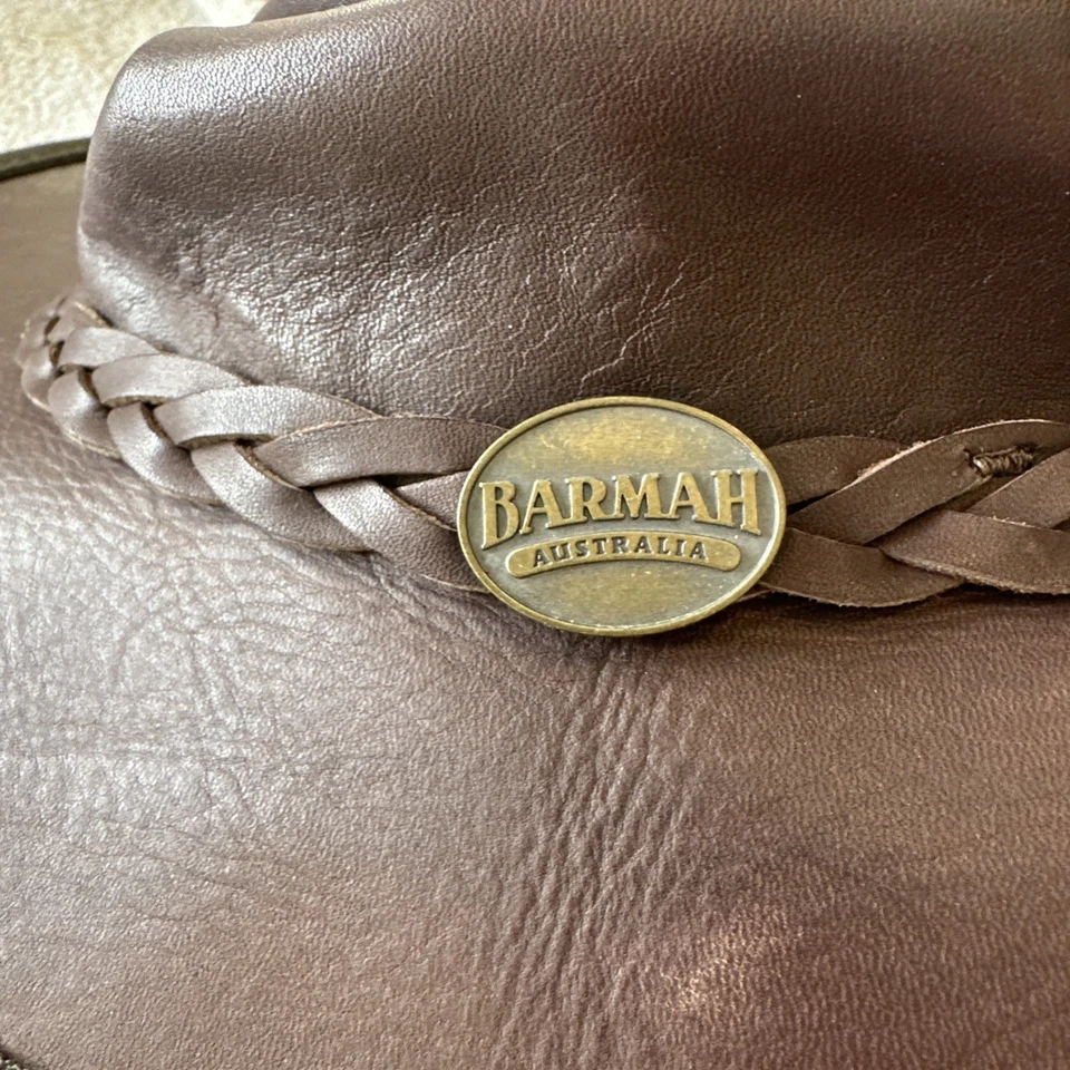 Sombrero refrigerador blando plegable Barmah Australia talla L #1026 cuero gamuza marrón Foto 3 de 4