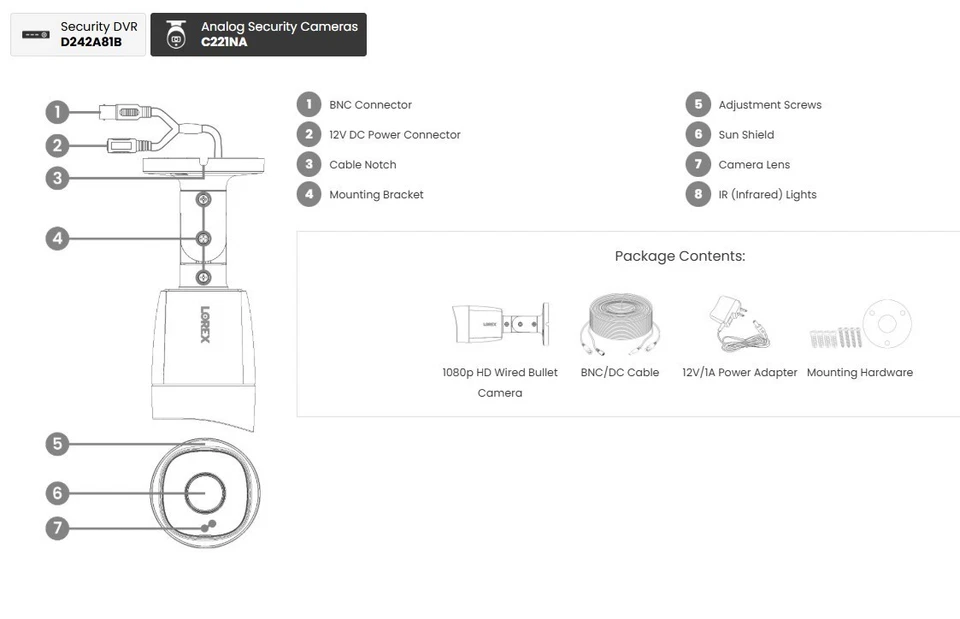 Lorex 1080p 8-Channel 1TB Wired DVR System with 8 Bullet Security Cameras HD CVI - Image 4 of 4
