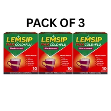 LEMSIP Max Cold & Flu Sachets Blackcurrant 10ct PACK OF 3