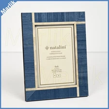 Natalini Handmade Italian Marquetry Picture Frame 4x6" (10x15 cm) Blue, NEW