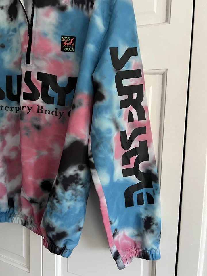 Vintage 90s Surf Style Windbreaker Jacket - pullover, Authentic, Tye Dye pattern - Image 2 of 4