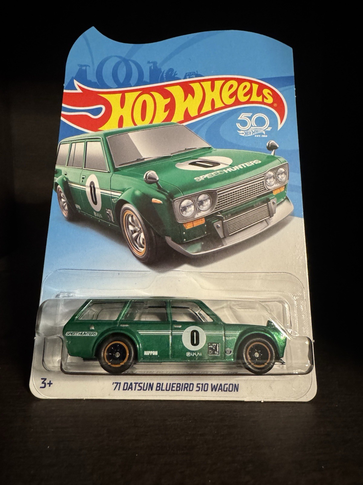 Hot Wheels 2018 Legends Tour '71 Datsun Bluebird 510 Wagon Green with Protector