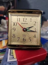 Vintage Spartus  Foldable Travel Alarm Clock Battery Glow In The Dark Hands