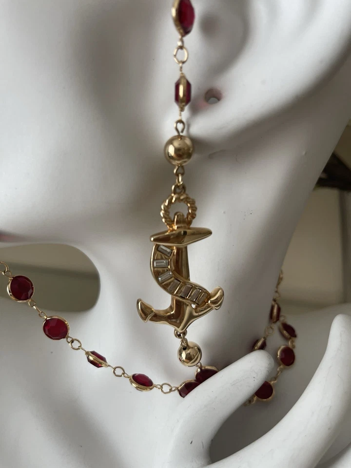 Collar Vintage SWAROVSKI Bisel Cristal Rojo y Ahumado 30" Foto 3 de 4