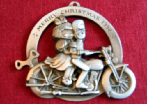Harley Davidson Pewter Christmas Ornament, Fifth Issue Batteries Not Included