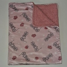 Disney Baby Minnie Mouse Baby Blanket Pink Fleece Sherpa Outline Hearts Hands