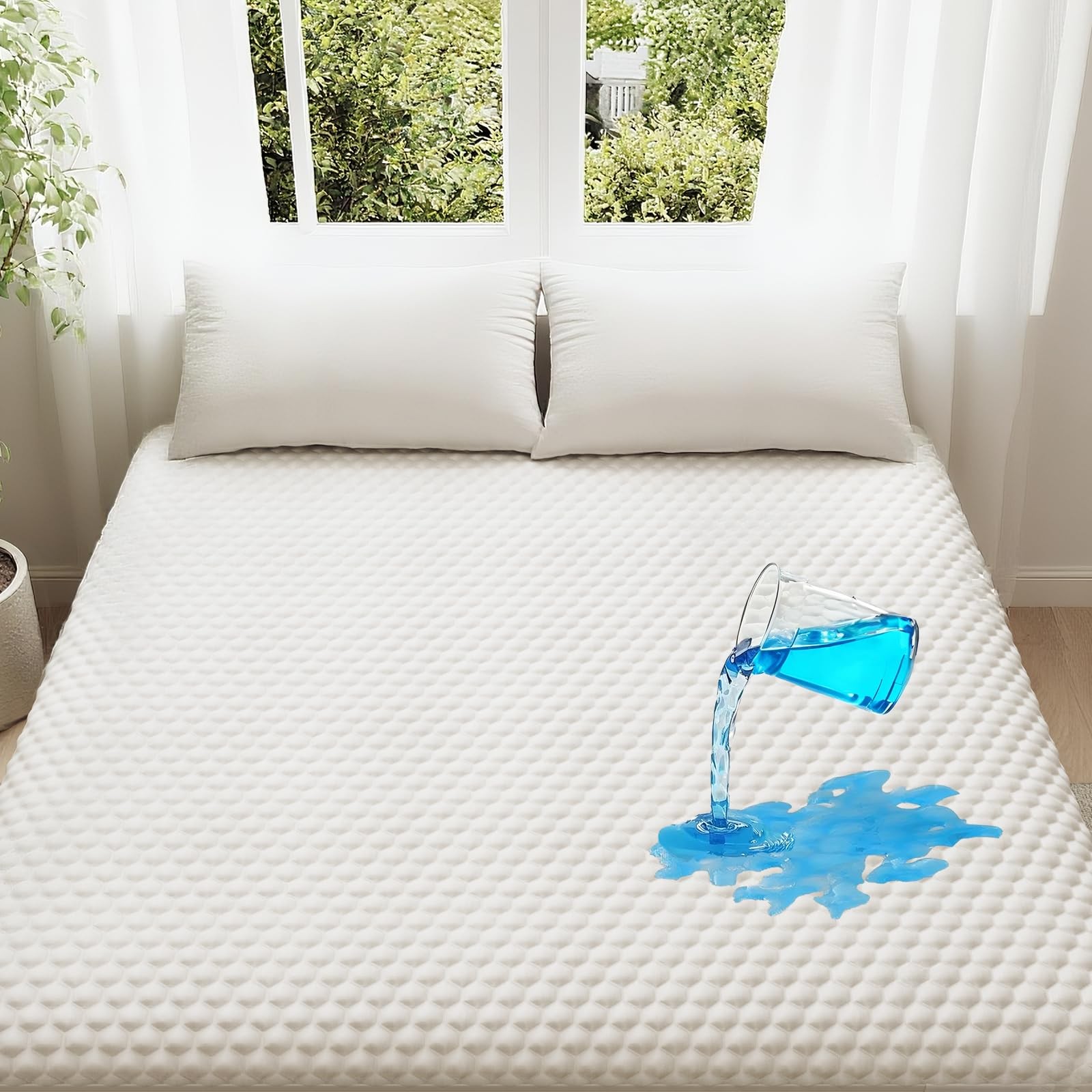100% Waterproof Mattress Protector, Twin Size Mattress Pad, Fits 6
