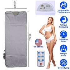 Far Infrared Sauna Blanket 2 Zones Digital Controller Slimming Detox Spa Beauty