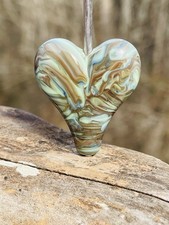Lampwork Glass Heart Focal Bead HANDMADE Lampwork Earthy Colored Heart Bead
