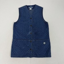 BLUE WILLI'S Herren blau indigo Baumwolle ärmellose Weste Jacke Gilet Größe Large