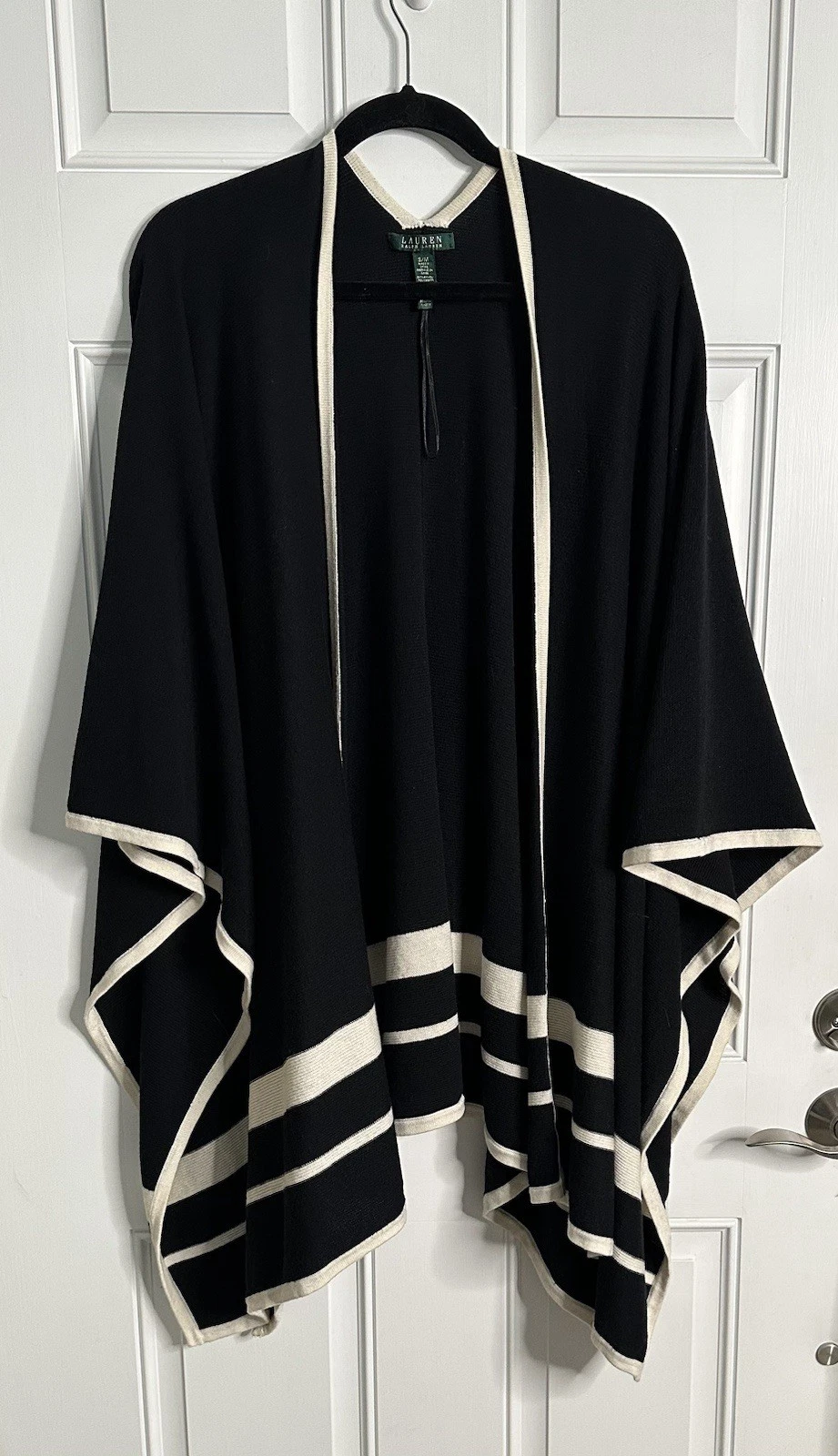Ralph Lauren Women’s Black Cape Sweater Poncho Cardigan Shawl S/M