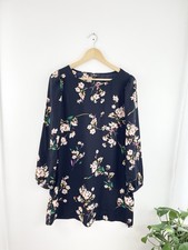Lulus L Navy Pink Floral Long Sleeve Shift Dress Women’s Large