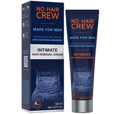 No Hair Crew Intimate/Private At Home Hair Removal Cream for Men - Painless F...