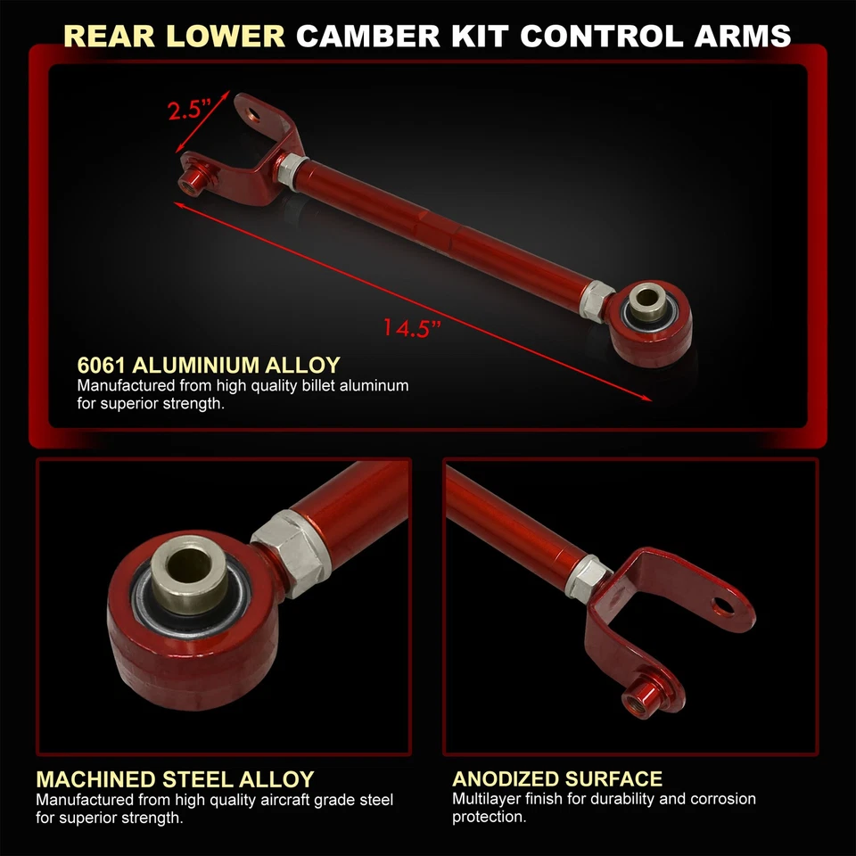 For 2016-2024 Miata ND1/2 MX5 Rear Adj. Toe Traction Control Arm Camber Kit Red - Image 3 of 4