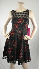 Beatsey Johnson NWT Floral Lace Overlay Cocktail Dress Sleeveless Black 2 $158