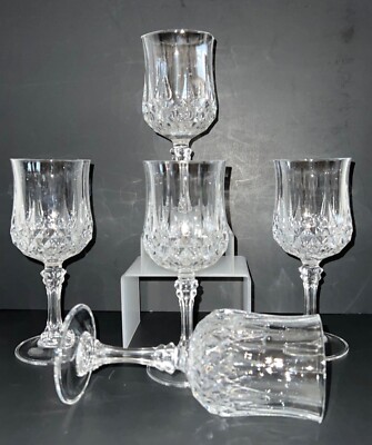  CRYSTAL GLASSES/GOBLETS 7  TALL 3  WIDE SET OF 5 CRYSTAL D'ARQUES LONG-CHAMPS
