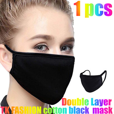 1pcs  SOFT Cotton Face Black Mask Double Layer Reusable and Washable Unisex
