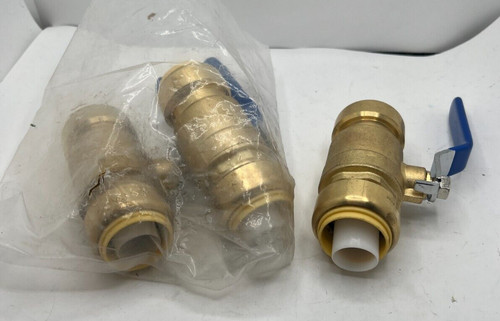 (QTY 3) Copper CPVC PEX 1" Ball Valve Push Connect 200psi, Brass NSF/ANSI 61