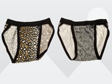 Vintage 2-Lot Women's Leopard Snakeskin String Bikini Cotton Panties M 32-34
