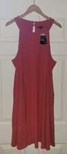 NWT Torrid Coral Red Trapeze Dress Sz 4 4X 26 Pockets 13100041 Goddess Neck