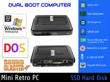 Dual Boot DOS & Windows XP Retro Gaming PC, 1GHz CPU, 128GB SSD, Sound Blaster