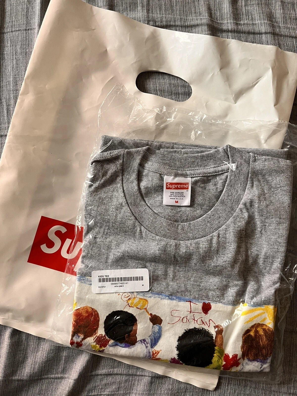 T shirt SS19 Supreme Kids gris bruyère taille M moyen