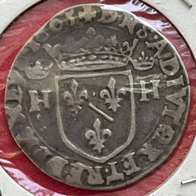 PRINCIPAUTÉ DE DOMBES . HENRI II. Belle monnaie argent Teston, 1605. Etat TB - Photo 1/2