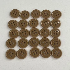 25 Buttons Light Brown Plastic 4-Hole Sew Through Sewing 1/2”
