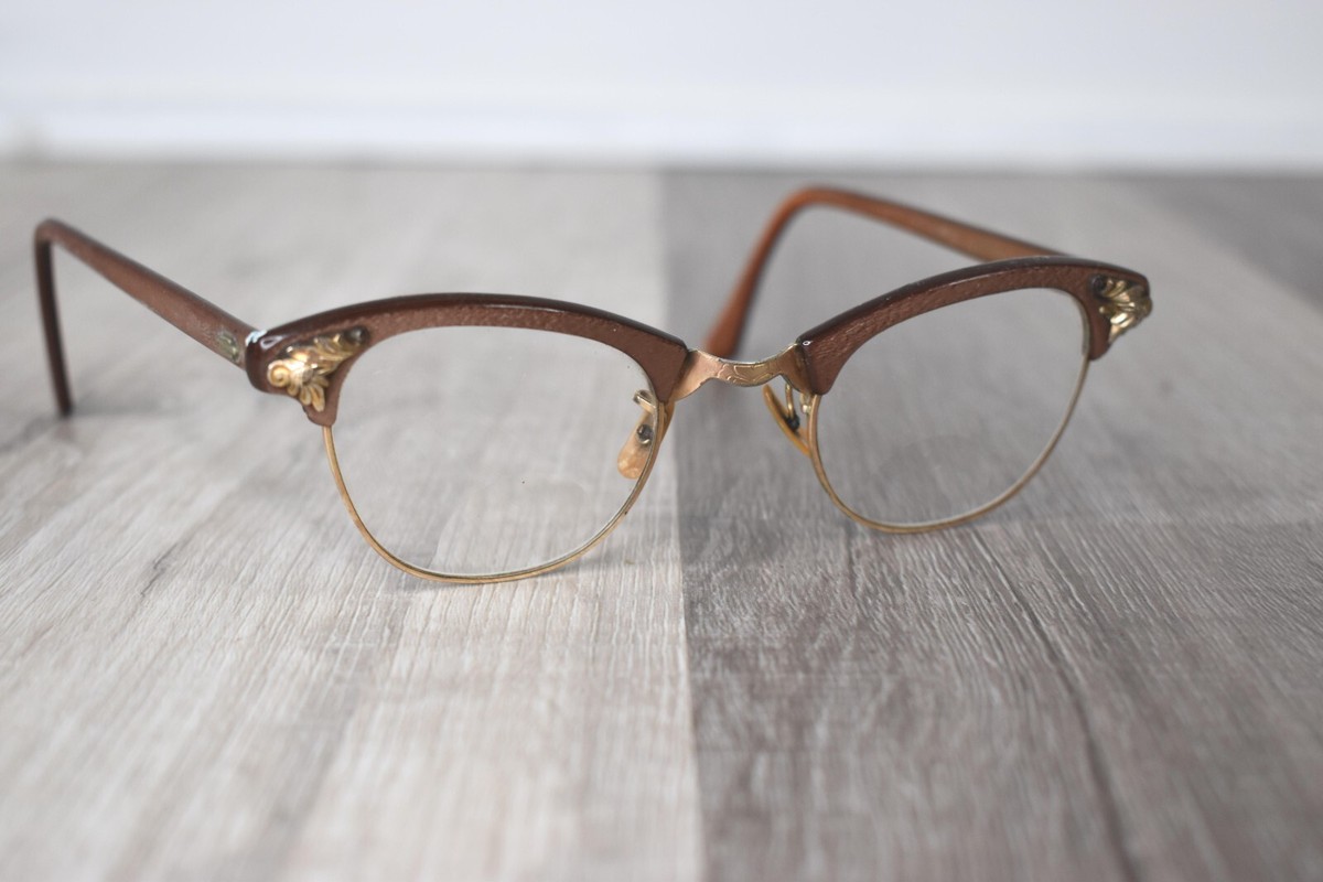 Vintage Metal Cat Eye Glasses in Silver and Brown ArtCraft 50s ArtCraft Silver Aluminum Cat Eye Glasses – Better  main image 3