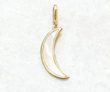 Crescent Moon Pendant 925 Sterling Silver Charm YG Lobster Clasp