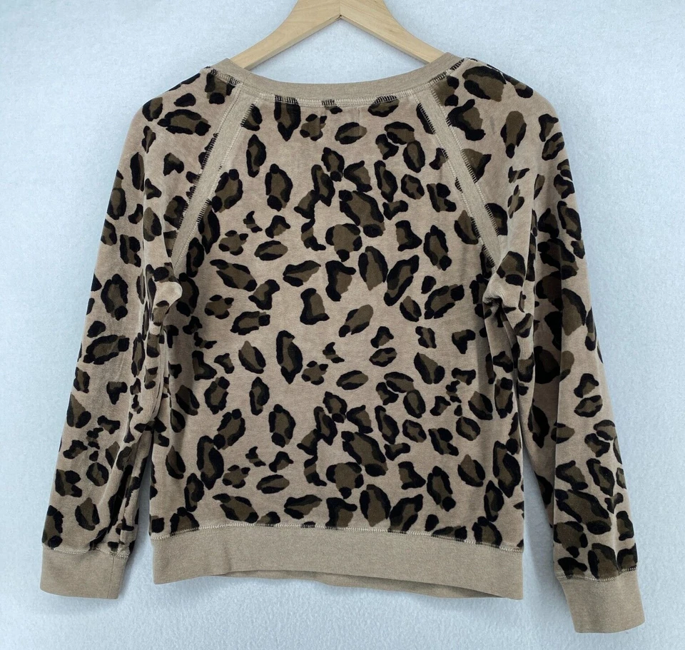 Sudadera JUICY COUTURE S Polar Leopardo Terciopelo Manga Larga Pullover Marrón Foto 3 de 4