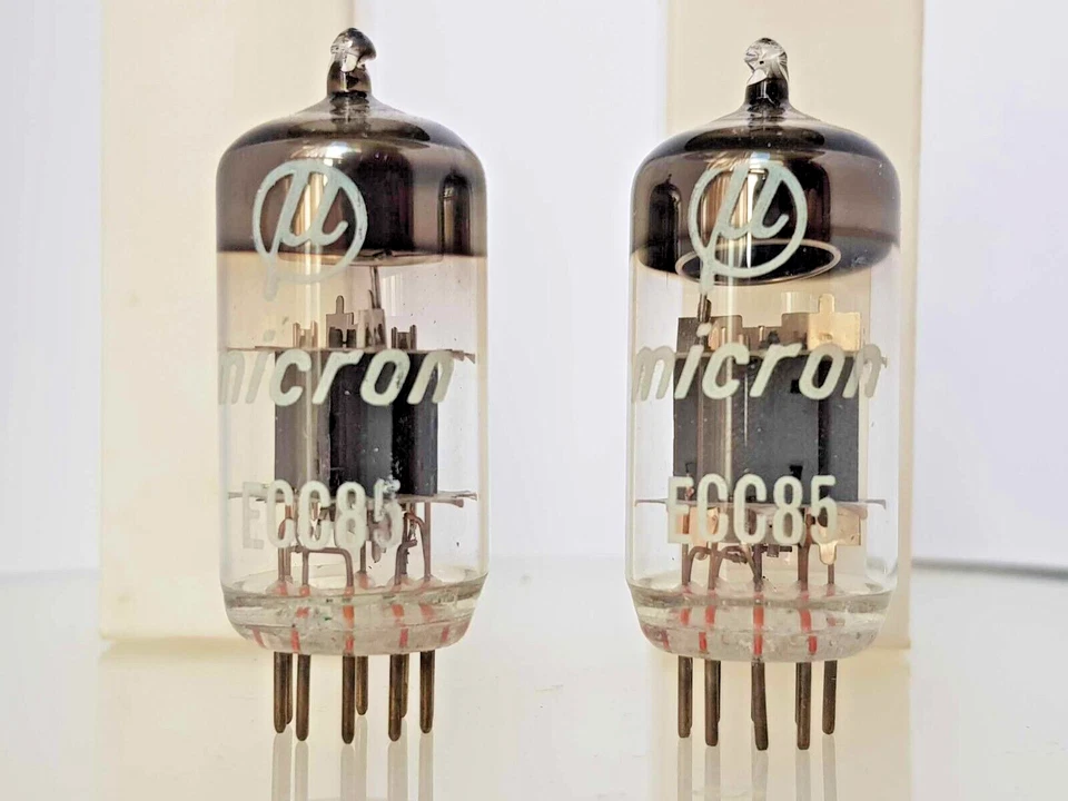 2 x ECC85 MICRON 配对 886A50 双三极管 6AQ8 全新盒装 — 第 2/4 张图片